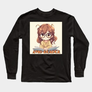 Avid Reader Kawaii Girl, Bookworm Long Sleeve T-Shirt